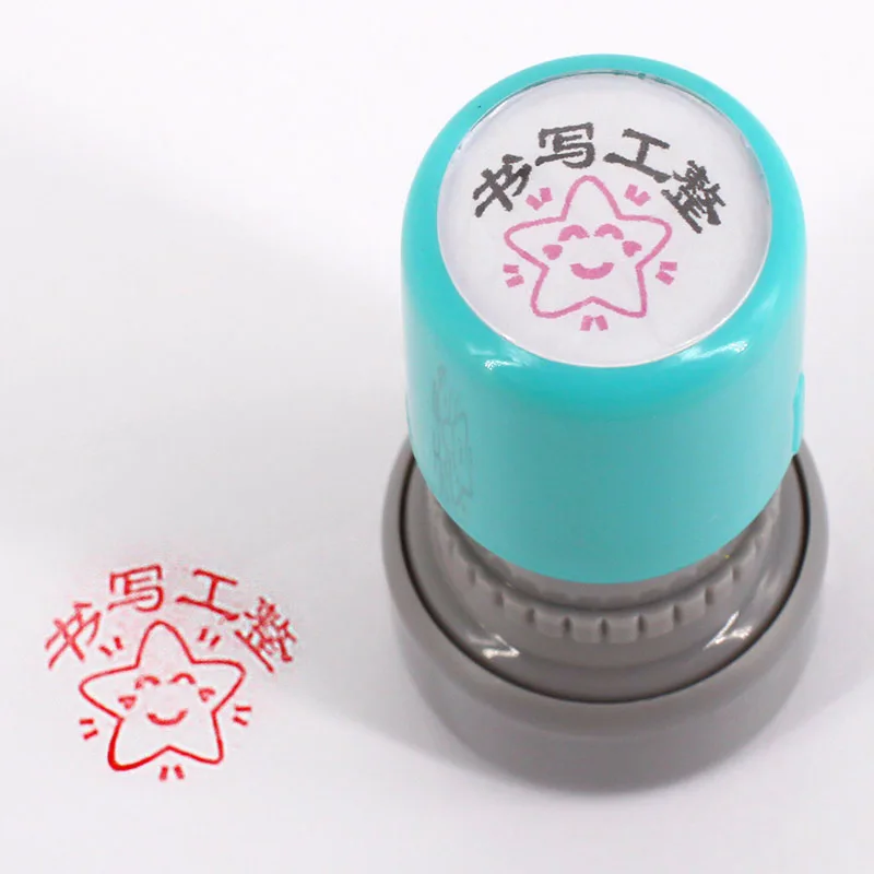 Factory Direct Price Stationery Office Gifts Round Stamper OEM Self Plastic Inking Stamps Cartoon Stamp with Custom  Logo