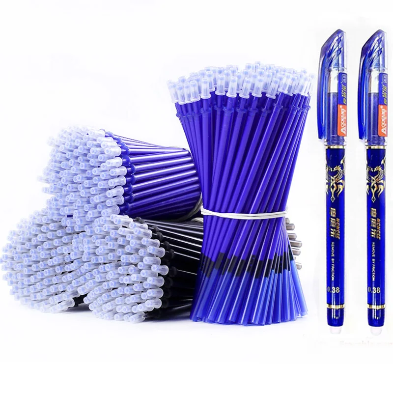 School Office Writing Supplies Stationery 53Pcs/lot 0.38mm Erasable Washable Pen Refill Rod for Handle Blue/Black Ink Gel Pen