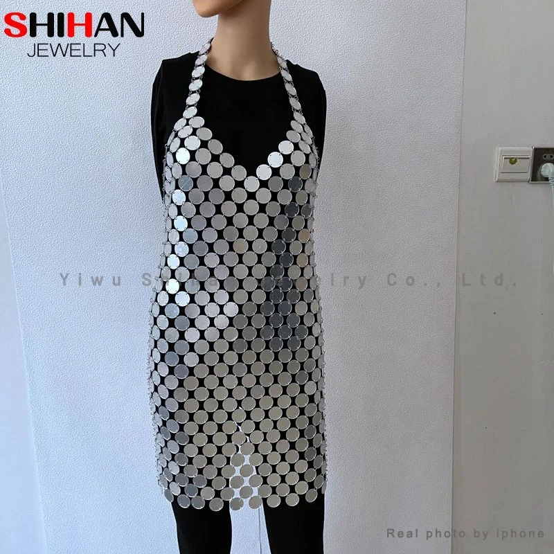 SHD1040 Fashion Golden Silver Sexy Ladies Sexy Halter Fish Scale Sequin Dance dress