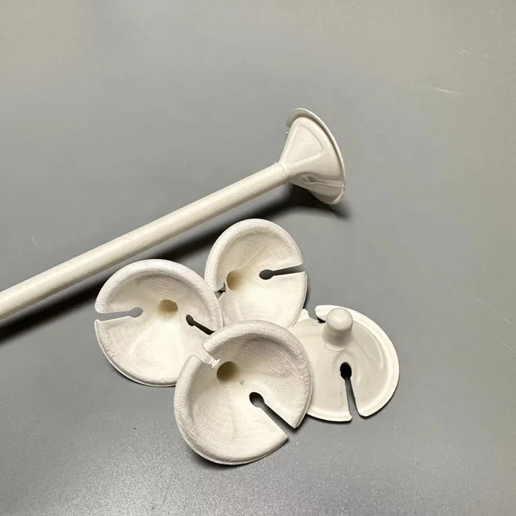 Custom Bio Ecofriendly Size Biodegradable Sugarcane Bagasse Pulp Molded Festival Celebrations Balloon Holder Clip