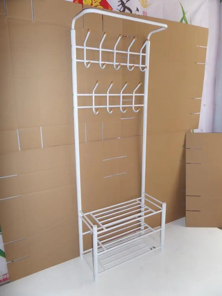 Multi-Purpose Bedroom Garment Rack Metal Coat Hanger Shoe Rack Stand With 3 Tier Shoe stand Coat Storage Rack