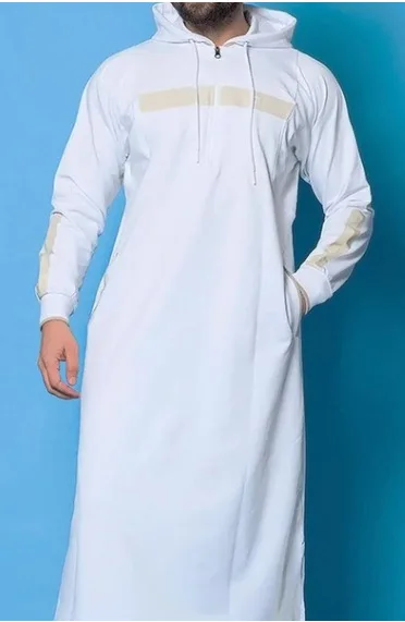 Hot sale thobe muslim with zipper and size pocket men thobe islamic