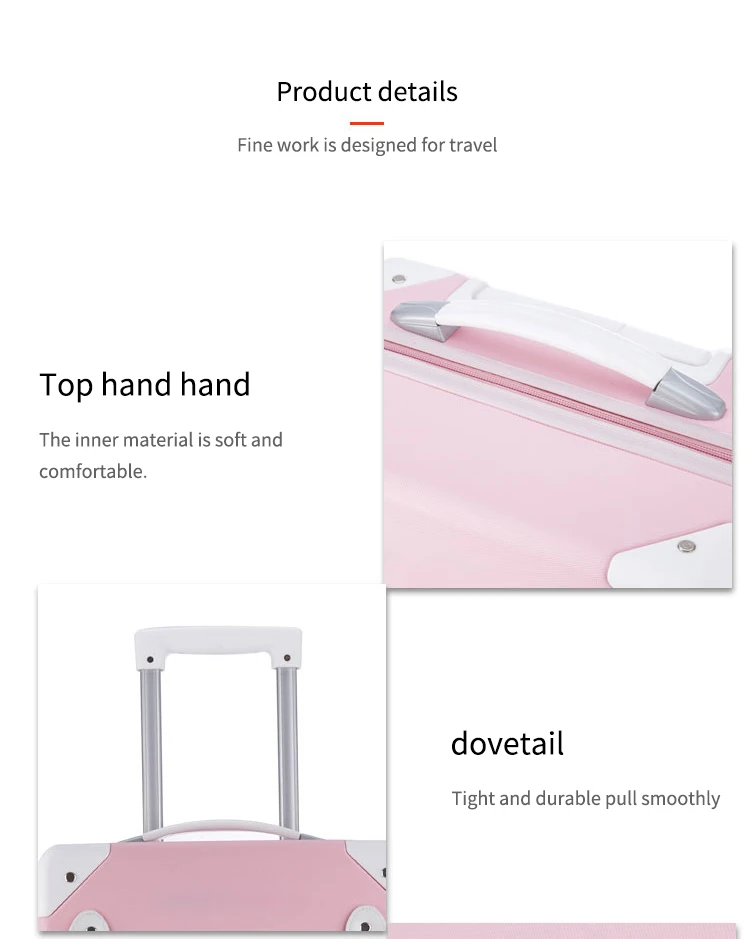 Classic Vintage Carry-on Trolley Suitcases Genuine PU Leather Pink TSA Lock Retro Trunk Trolley Luggage