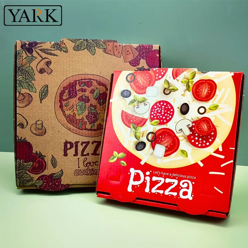 Custom size take away pizza packaging foldable kraft cardboard paper corrugated pizza box
