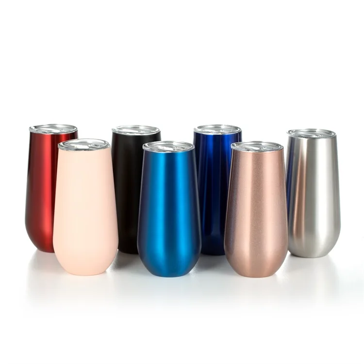 
Wholesale 6oz Wine Tumbler Cups Stainless Steel Vacuum Insulated Double Walled 6oz Rose Gold Wine Tumbler with Lids 