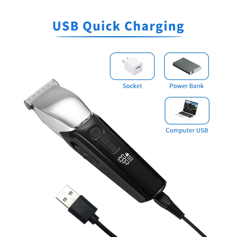 Men Electric Cordless Household Hair Trimmer Baldheaded Haircut Machine Professional Electric Hair Clippers