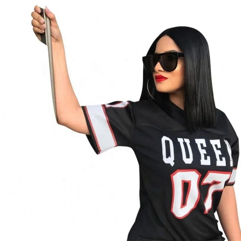 
Top ranking product baseball jersey dress letter printed v-neck mini dresses women 