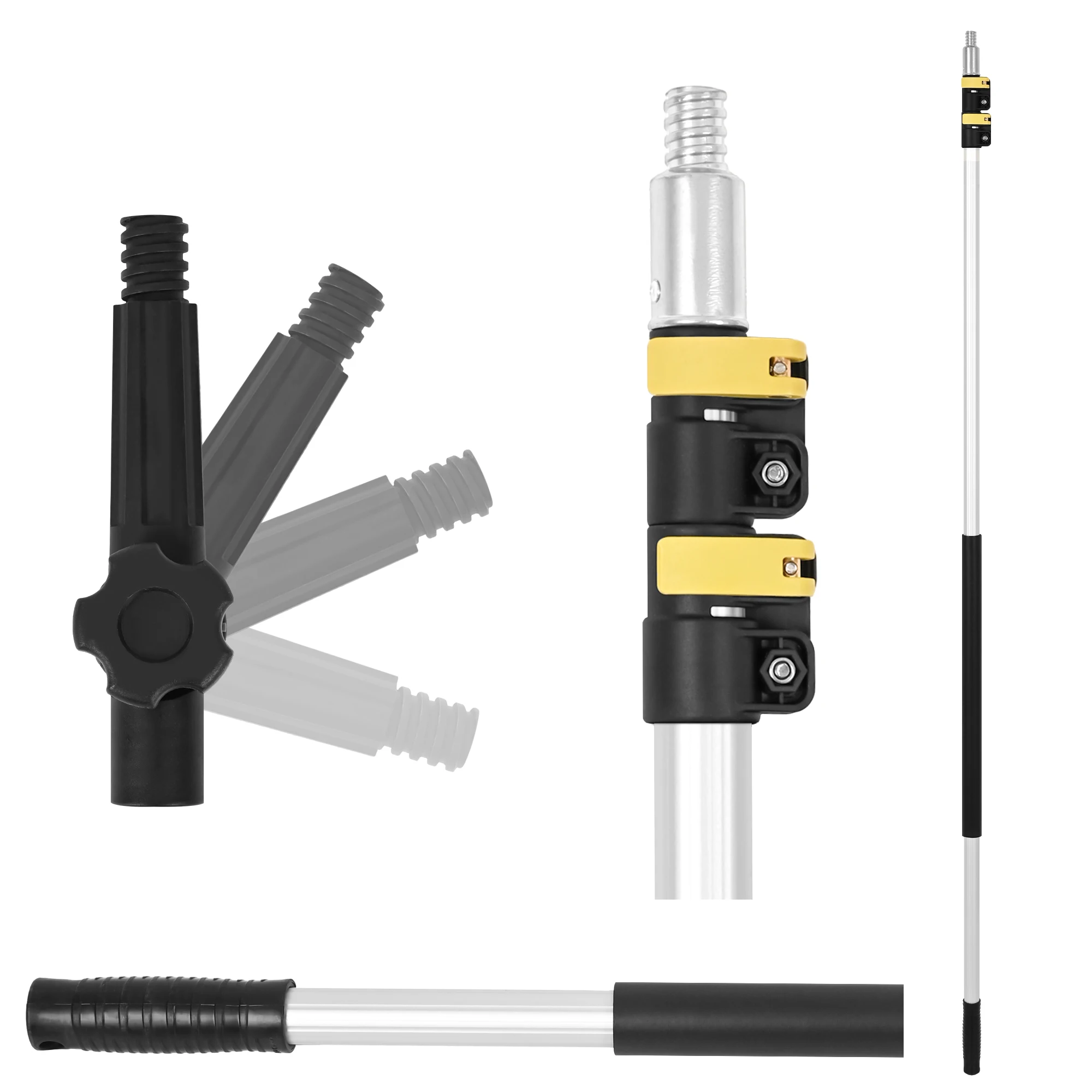 12 FT 3.6 M Light Weight Aluminum 180 Degree Rotatable Adapter Telescopic Extendable Extension Cleaning Pole Rod