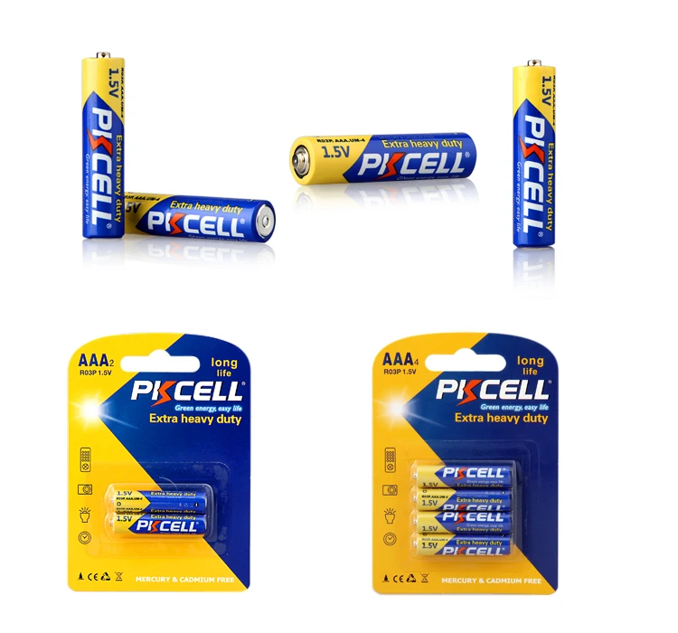 PKCELL dry batteries 1.5v AAA R03P UM4 heavy duty battery for desk lamp agitator wireless mouse keyboard