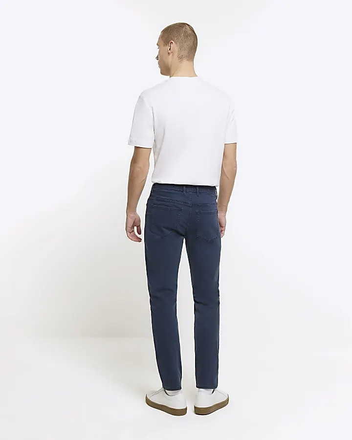 2024 Men Classic Formal Blue Skinny Fit Jeans Stretch Denim Pants