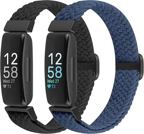 2 Pack Elastic Braided Straps Compatible with  Women Men Kids, Adjustable Stretchy Wristbands Loop Sports Replacement Band