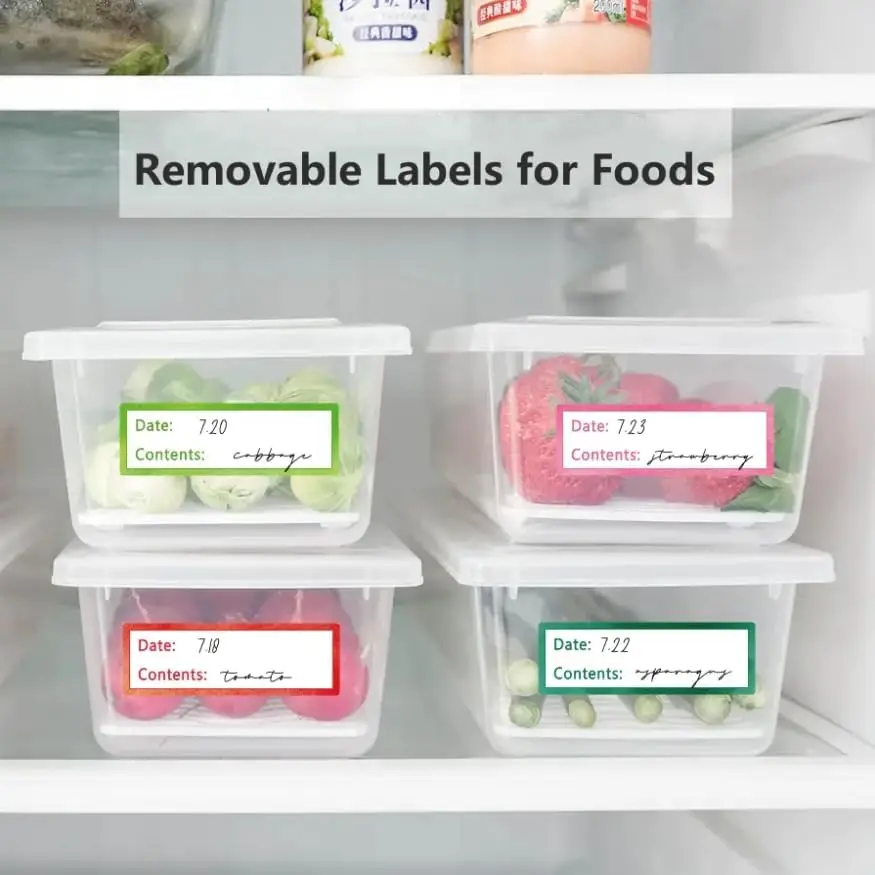 Custom Factory Food Storage Labels Dissolves Adhesive Removable Food Labels Food Storage Freezer Sticker