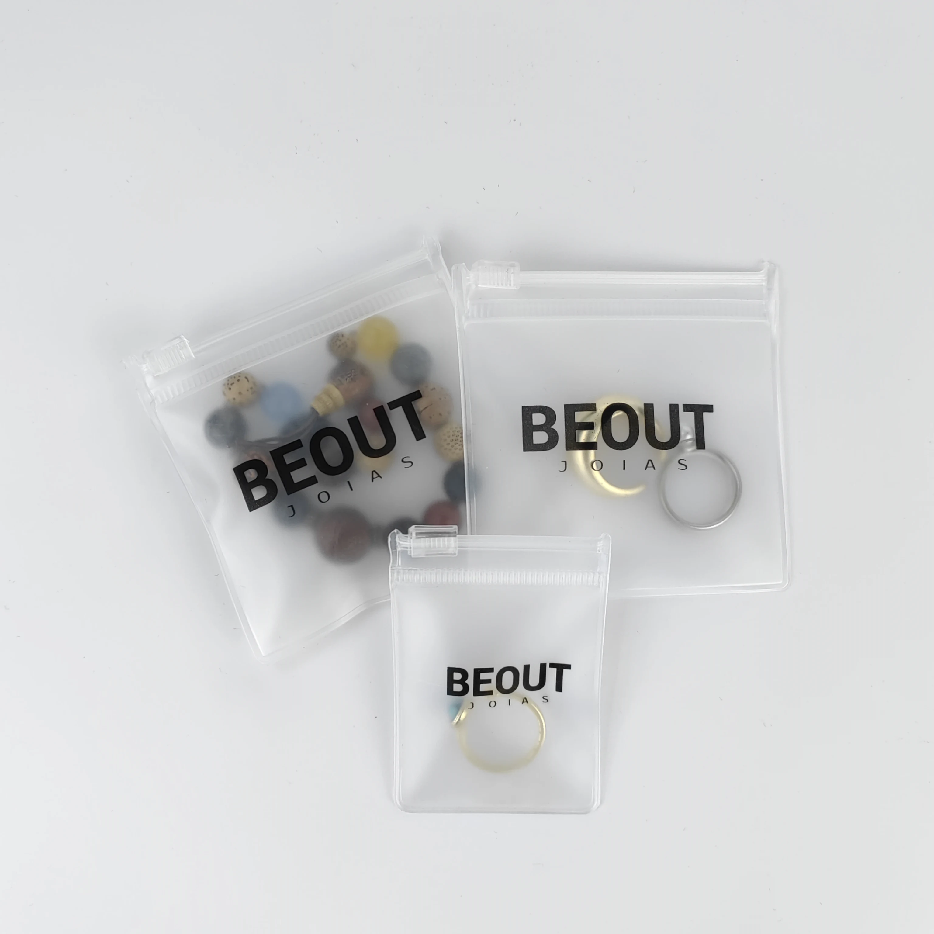 Custom Logo Pvc Bag Ring Necklace Earring Storage Jewelry Ziplcok PVC Pouch Small Frosted Plastic Zipper Packaging Bags