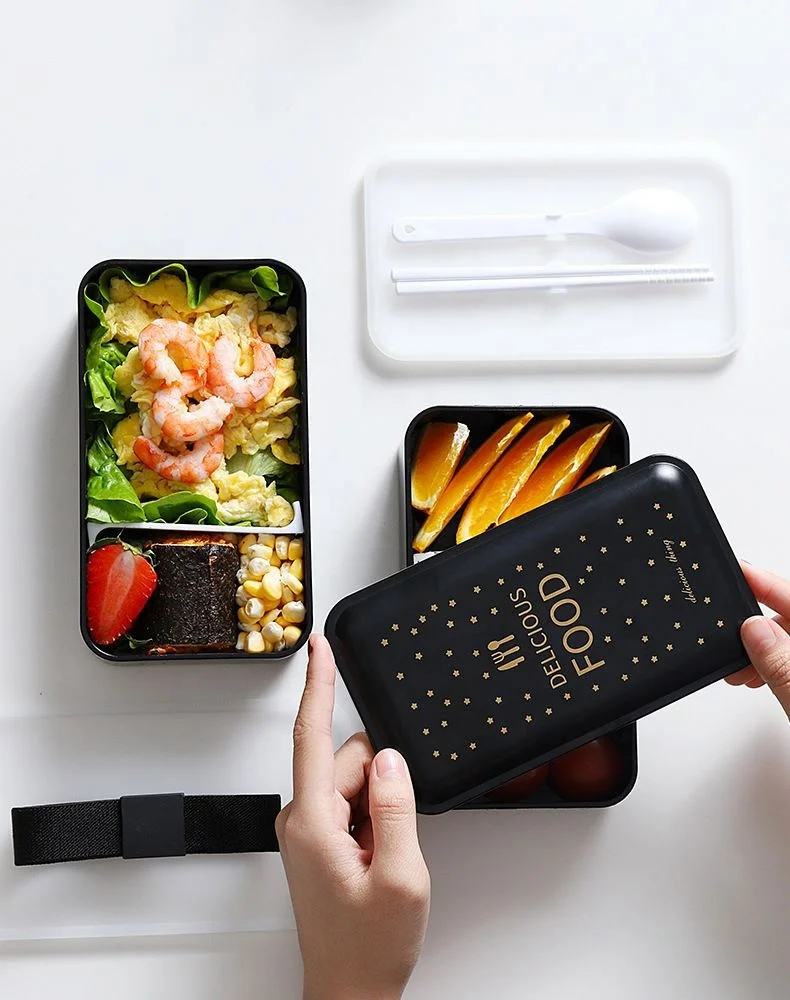 New Fashion Lunch Box Lunch Office Worker Student Double Layer Microwave Oven Heating Separate Large Fruit Salad Lunch Box Set