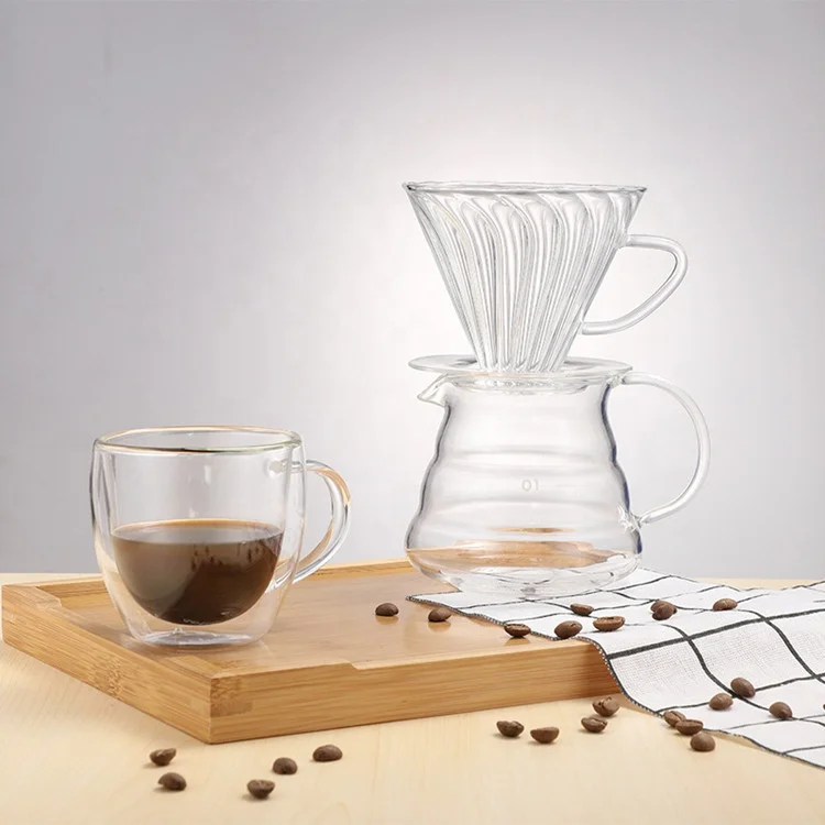 Капельная Кофеварка Pour Over, наборы для кофе и чая из боросиликатного стекла, прозрачное стекло для дома и ресторана, всесезонный, ручной работы