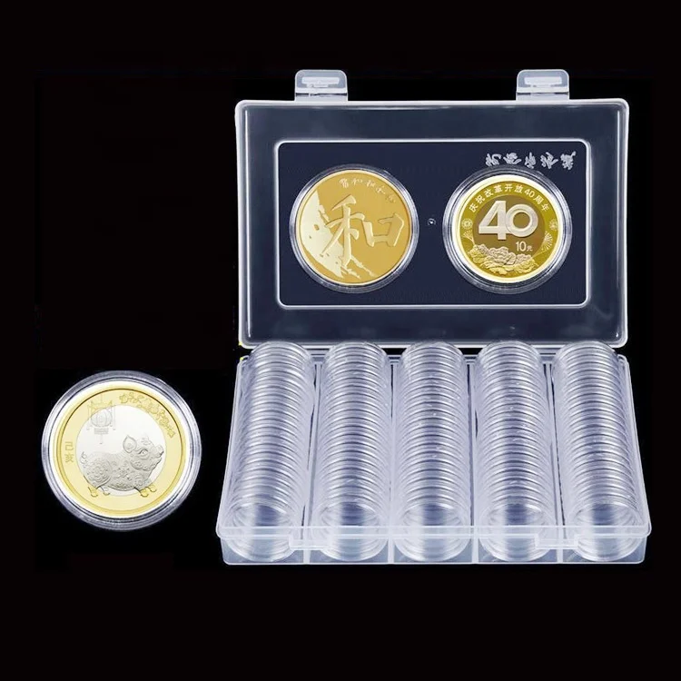 
 Индивидуальные дешевые сувениры Odm, роскошный картонный подарок, Золотой, акриловый, пластиковый, гравированный, прозрачный, 40 мм, коробка для монет, кожа   (60367431065)