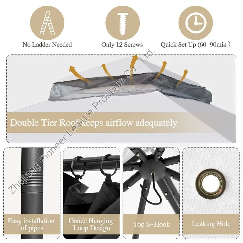 USA Stock Patio Gazebo on Clearance with Privacy Screen  Double Roof Tops Patio Canopy with  for Garden Backyard Deck