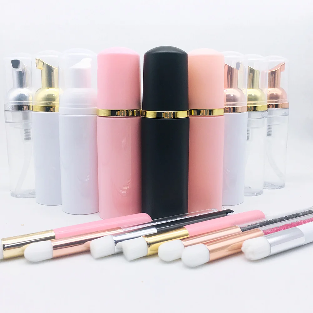 Custom logo lash shampoo different bottle color lash foam cleanser lash bath pink white black eyelash extensions shampoo