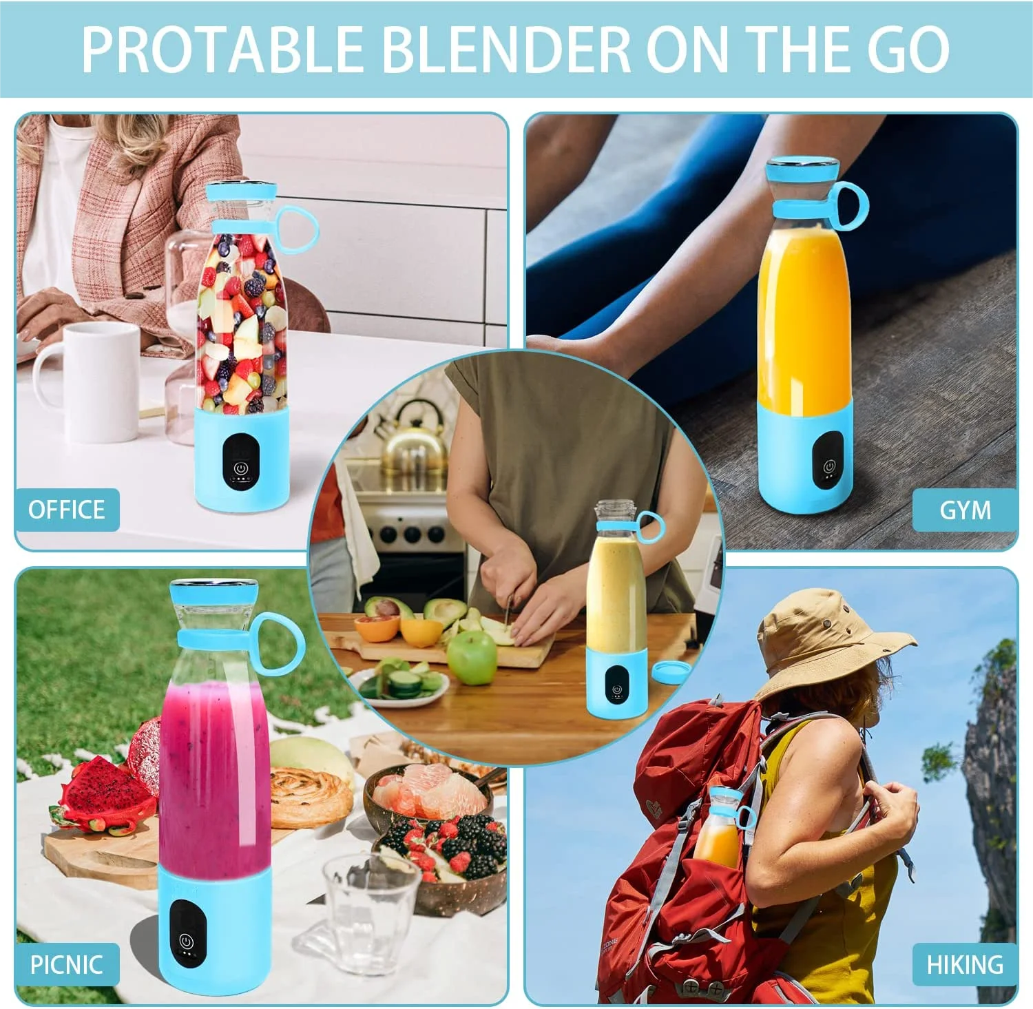 Waterproof  300W  500 ML Electric Personal  Fruit Juicer Squeezer Cup  Hand Held Blender Portable Blender