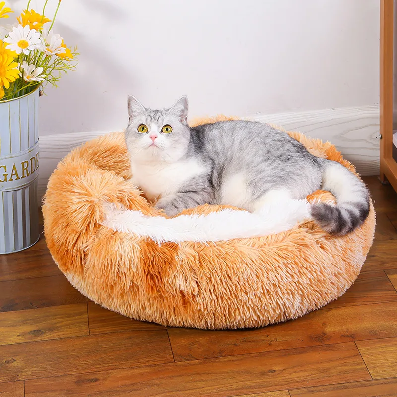 Winter Comfortable Soft Semi-enclosed Washable Dog Round Cat Pet Bed Plush Warm Dog Kennel
