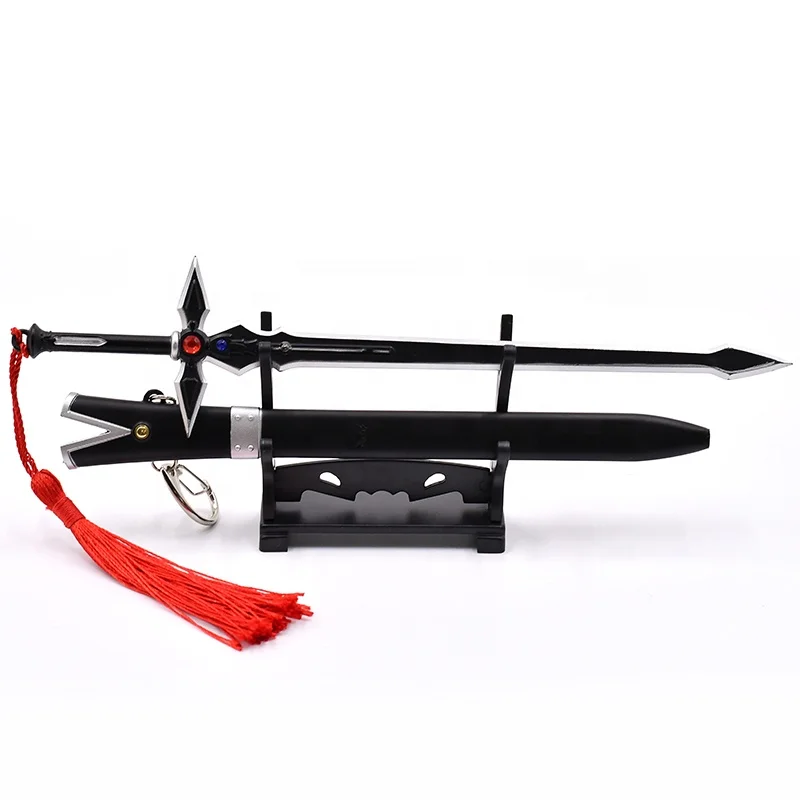 customization hot sale japan anime Sword art online DARK REPULSE Black exclusive katana metal crafts sword keychain zinc alloy