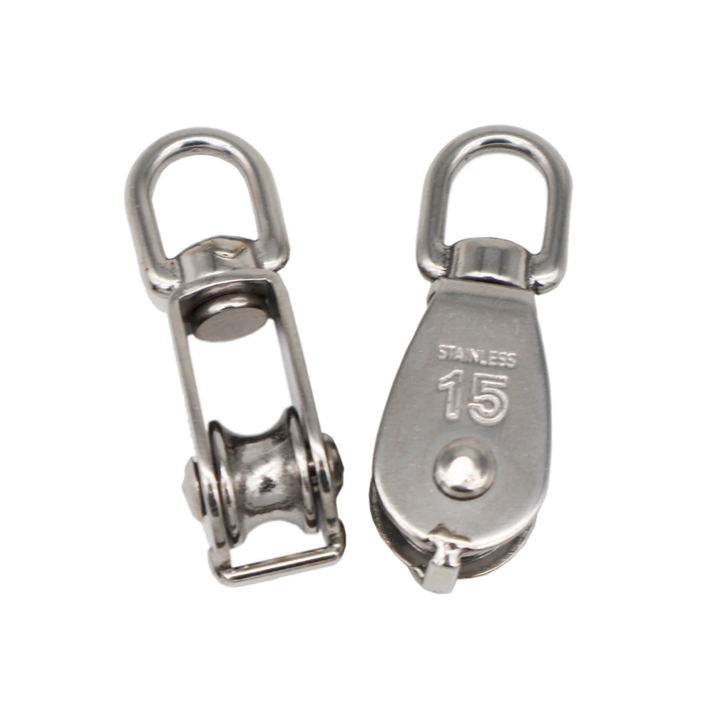 In Stock Wire Rope Hanging Pulley Wheel 304 Stainless Steel M15 Single Pulley Block