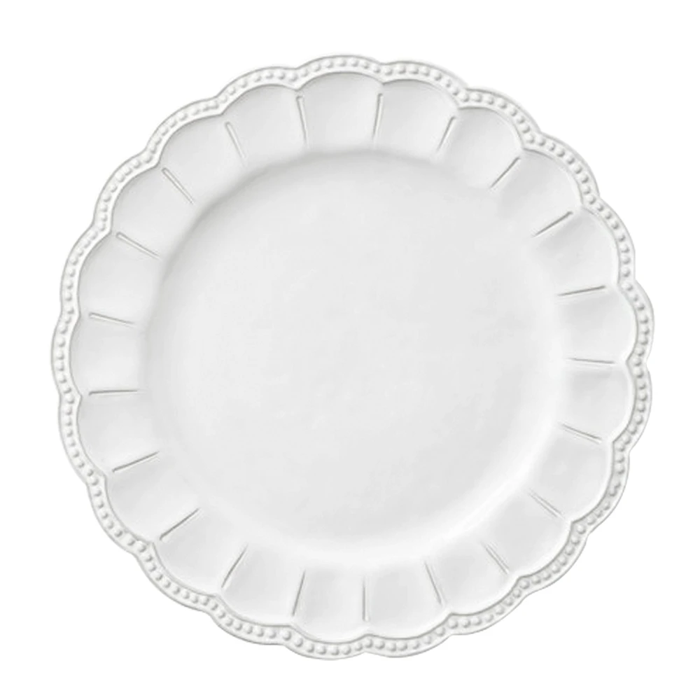 Wholesale white embossed ceramic plate for wedding rental