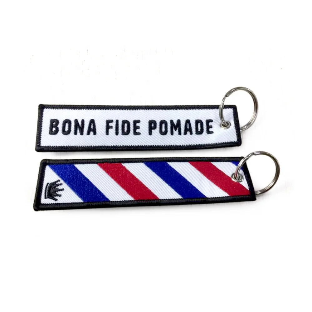 Cheap Promotional Make Your Own Logo Metal Car Embroidery Keychain Custom Woven Textile Key Ring