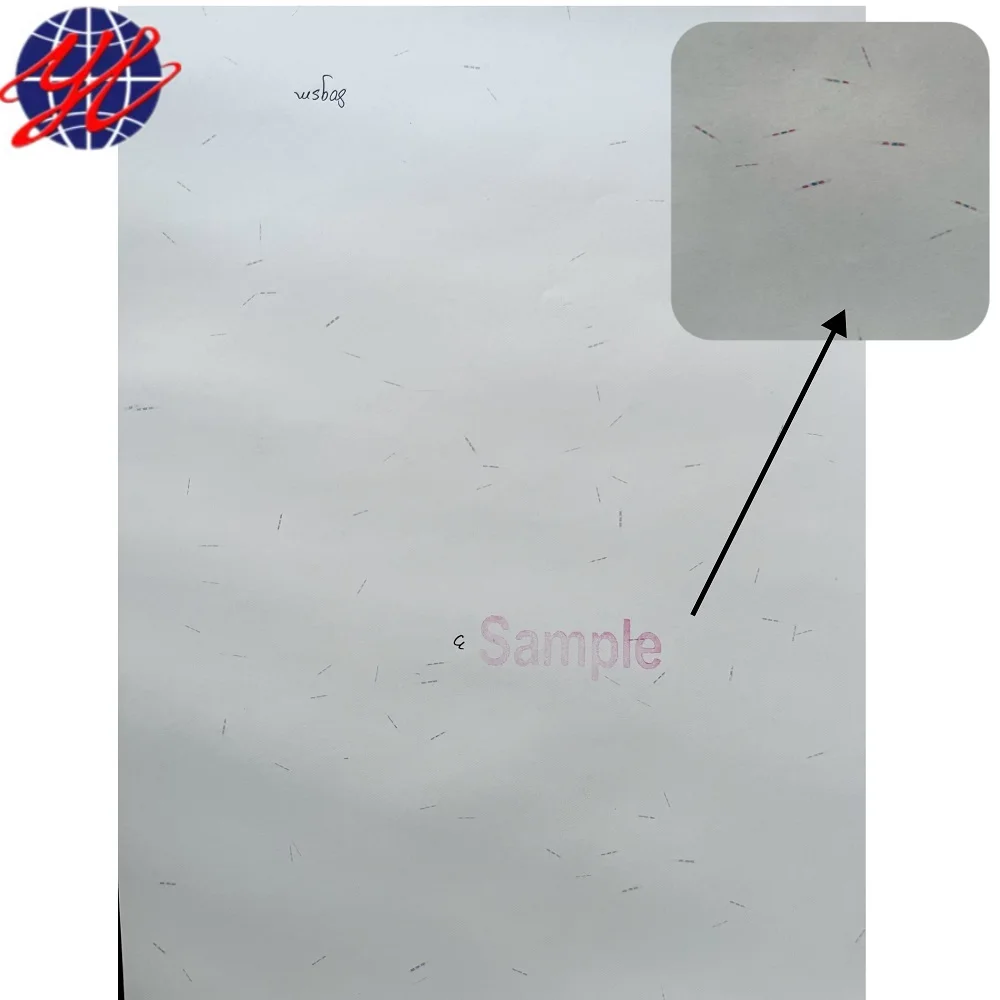 Custom Central Window Security Thread Paper with Visible Fibers and Invisible Dotted Line Fibers for Security Document Cheque