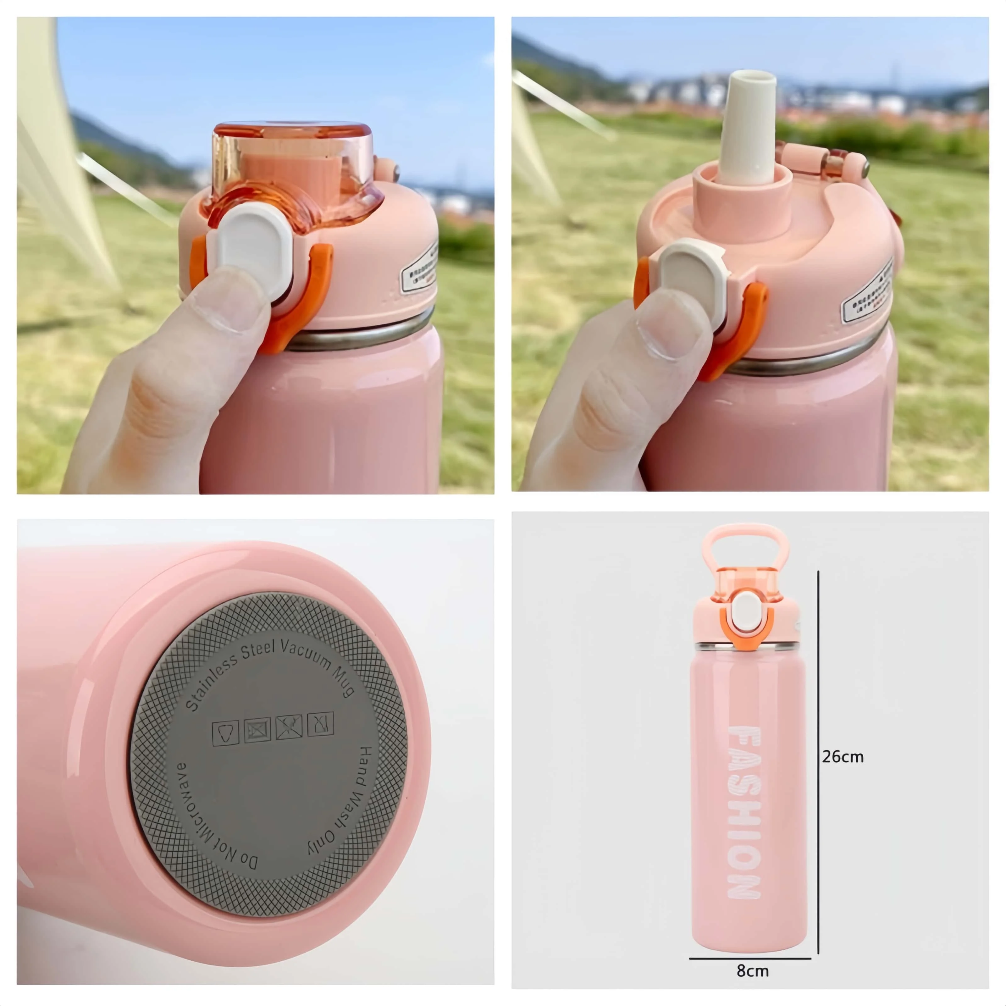 680ml insulated sports water bottle with straw portable large capacity water bottle
