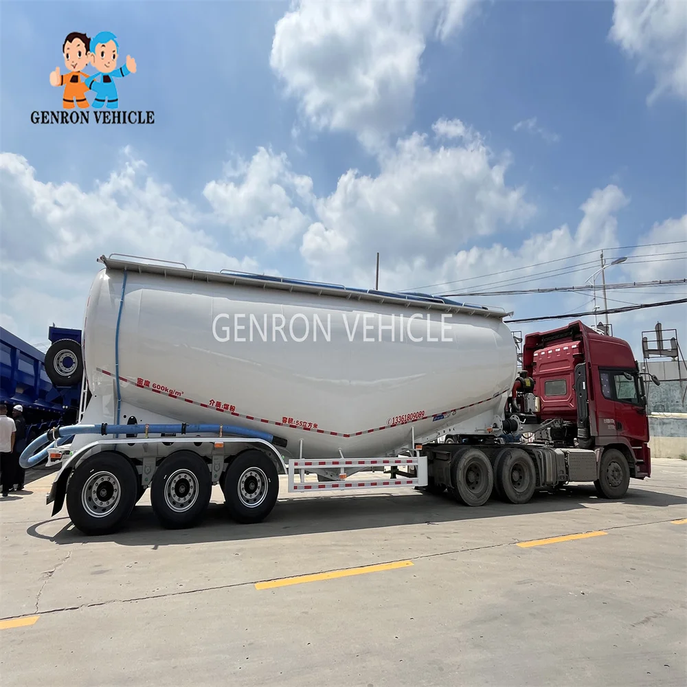 3 Axles Dry Powder bulk cement Tanker Trailer for Transporting Powdery Particles  55cbm Bulk Cement Semi-Trailer for Sale