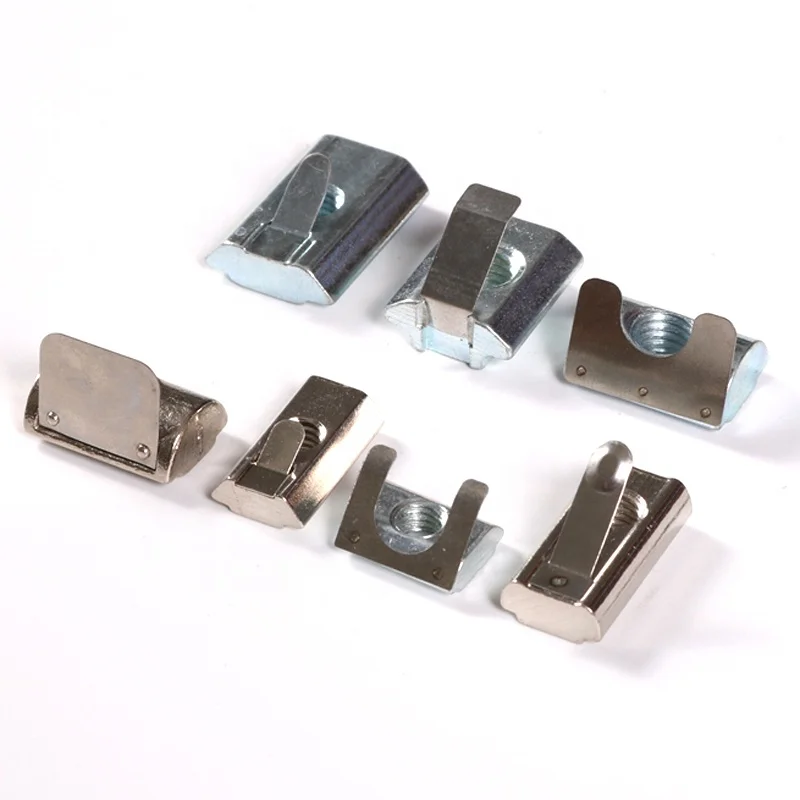 China Hardware Fastener Spring Leaf Roll In T Nuts For Aluminum Extrusion Profile