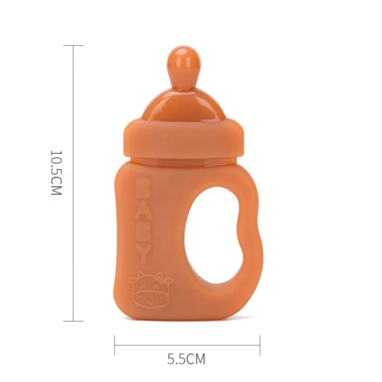 OEM&ODM 2022 New 5.5*10.5cm Feeding Bottle Shaped Nano Silver Silicone Pacific Mordedor De Beb Baby Teething Baby Teethers
