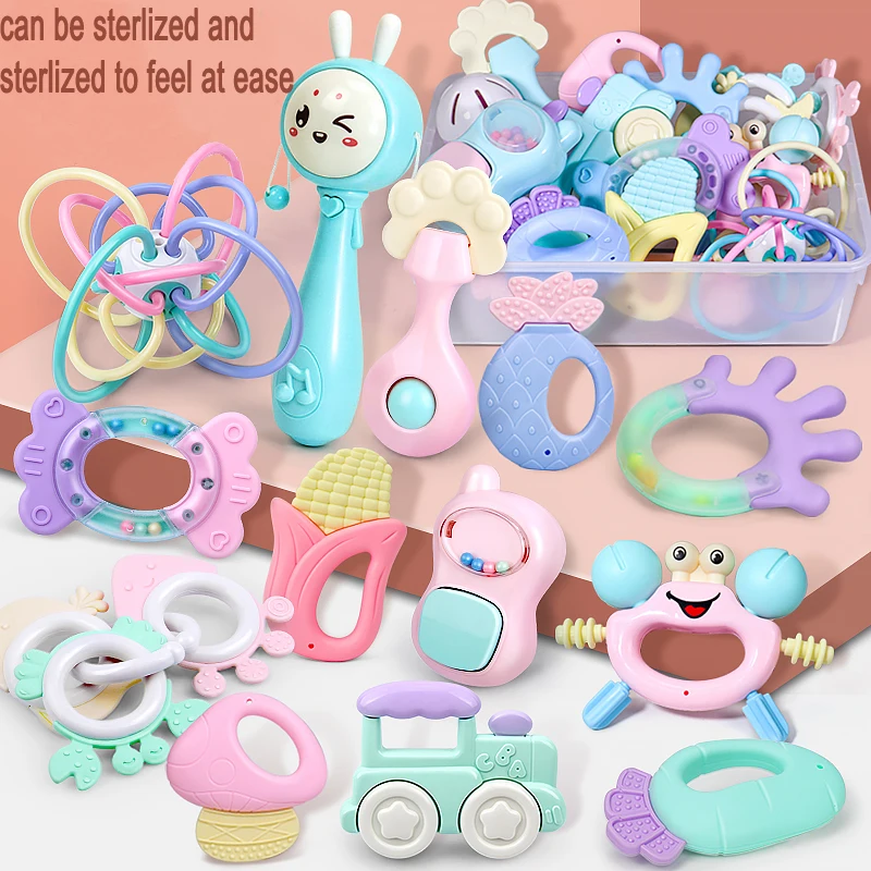 Hot selling 2024 bpa free baby products sensorial baby toys silicone teether baby teethers with Storage Box