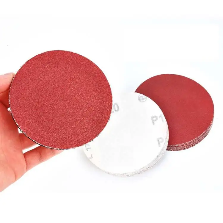 High quality 4inch abrasive tools sandpaper no hole red sanding disc abrasive paper disc