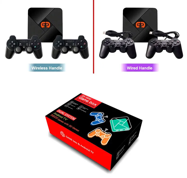 Custom 2.4 G Padora Gamebox 4K HD Android TV Magic XS 5600 Retro Game Box 3D Arcade Games Machine for GBA N64