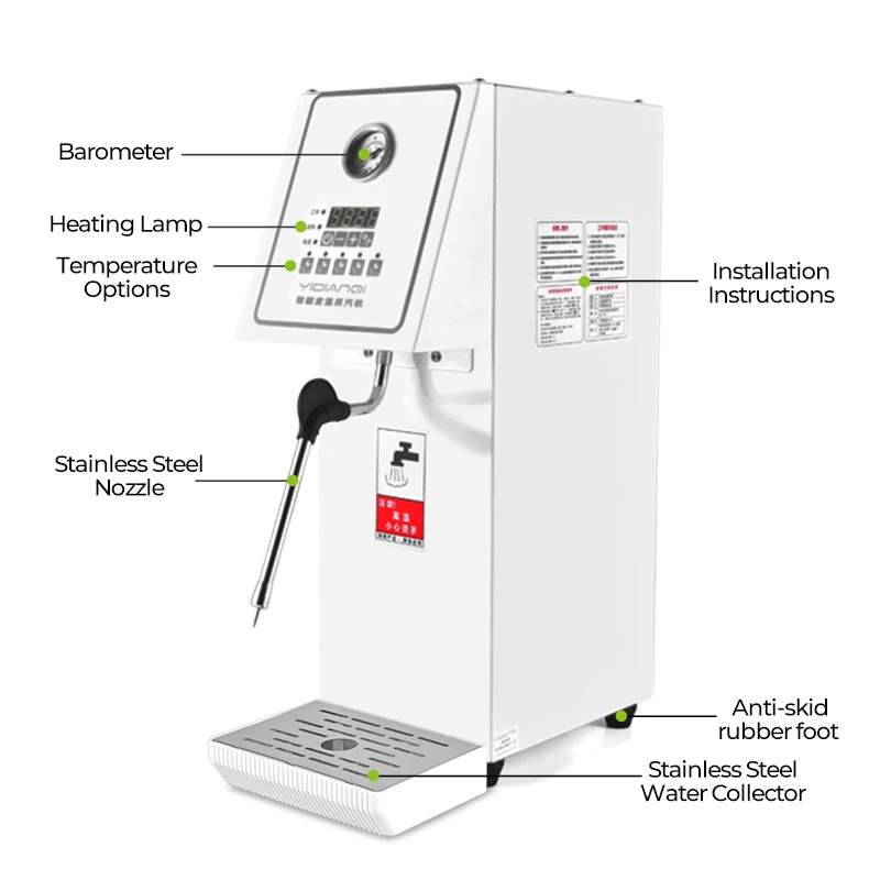 Commercial Milk Foam Machine milk froth machine Steam Water Boiling Machine Make Espresso Coffee 2000W Steam Coffee MakerMachine