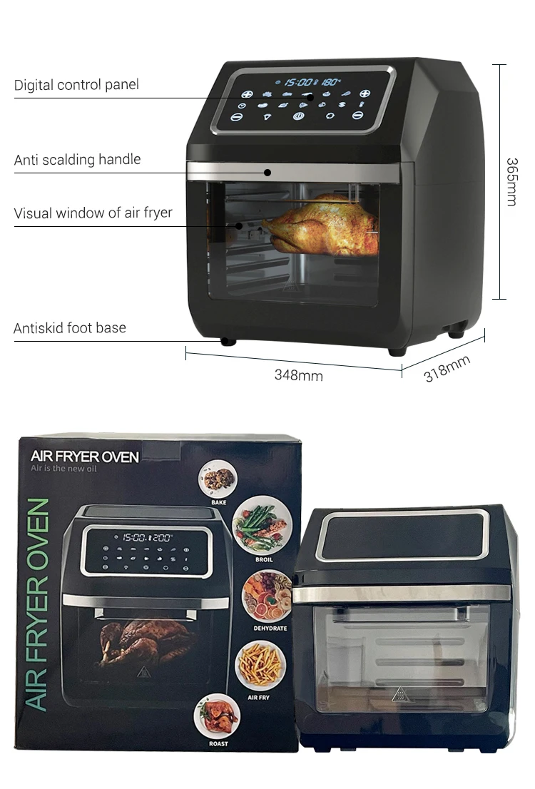 Home Appliance Healthy 10L Medium Capacity Air Fryer with Touch Screen Display