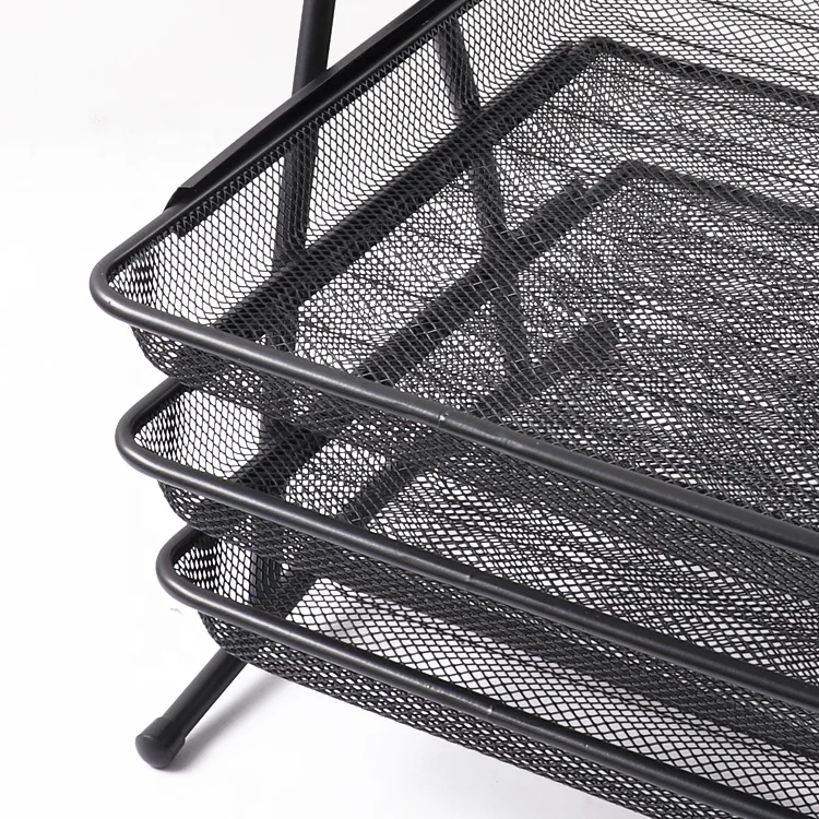 Foska Multifunctional Metal Grid Document Holder and Storage Triple File Trays for Office Desktop Organization