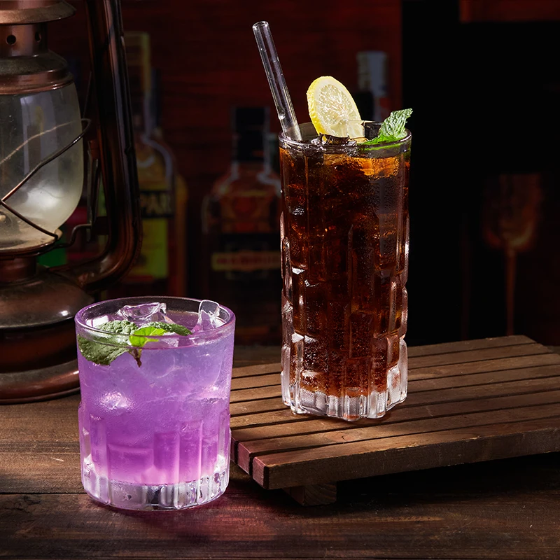 High Quality  custom logo  Classic Modern Design Square Amber Shot Glass Aesthetic Party Wine Glass Cup for Home Bar