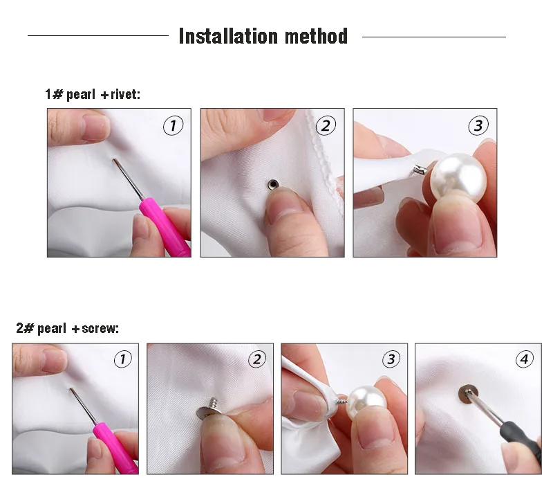 High quality brass nail white plastic bead garment shoe rivets