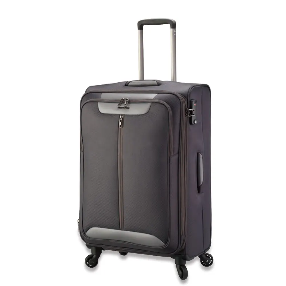 TSA lock grey polyester trolley case for business and travel