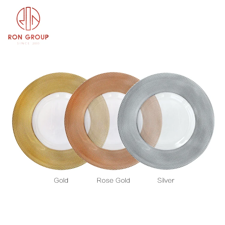 High quality clear charger plates professional wedding supplier plate glass dish set