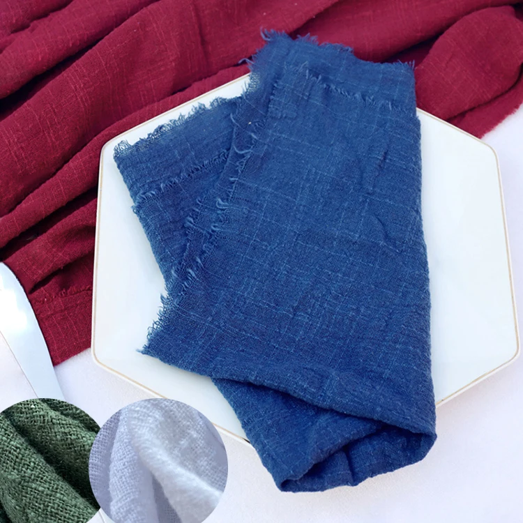 Custom White Green Navy Blue Linen Cloth Wedding Napkins Linen Cotton Gauze Table Napkins Cloth For Wedding Linen