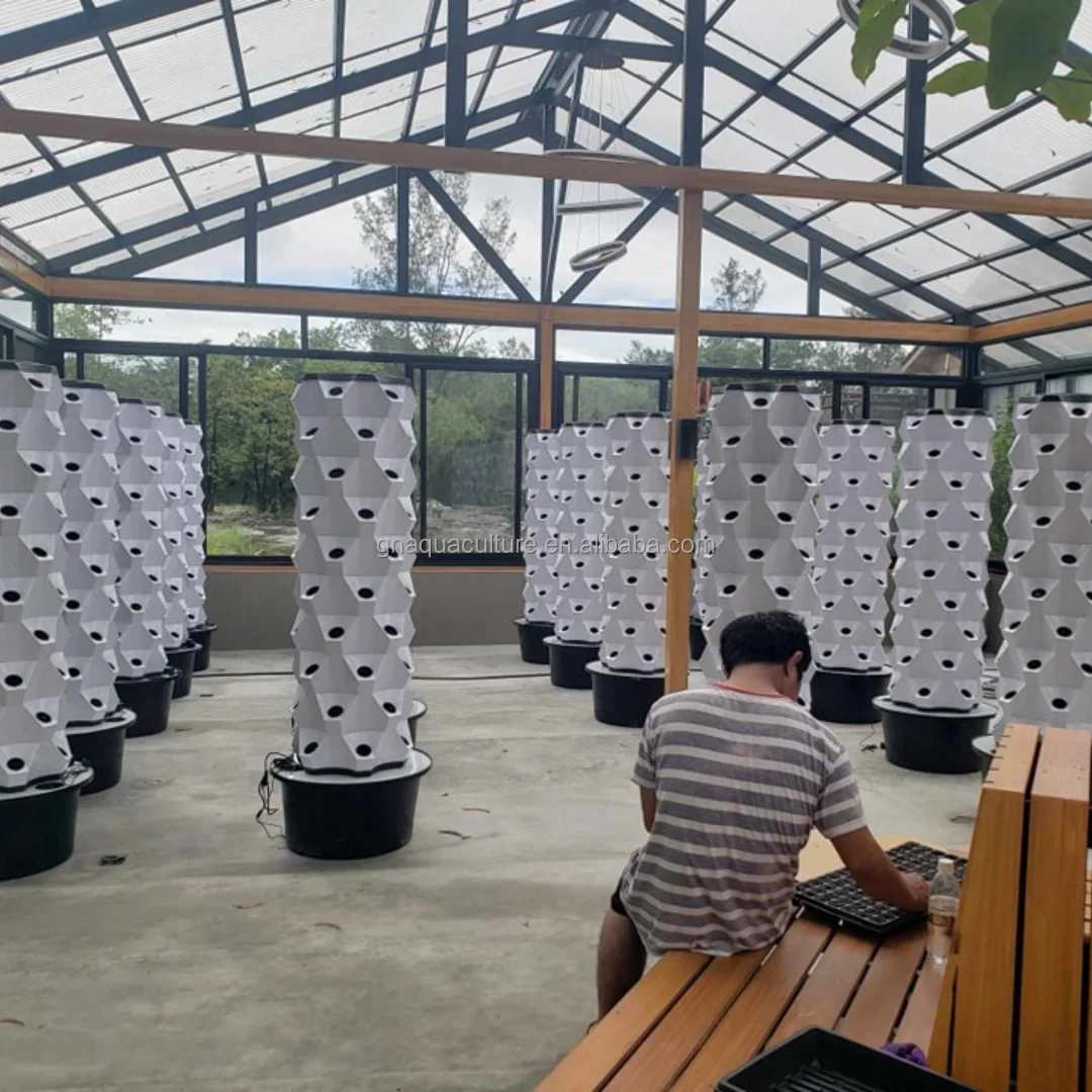 Indoor Hydroponics Farm White Tower Light Vertical Outdoor Tower Vertical Aeroponic Tower Farming