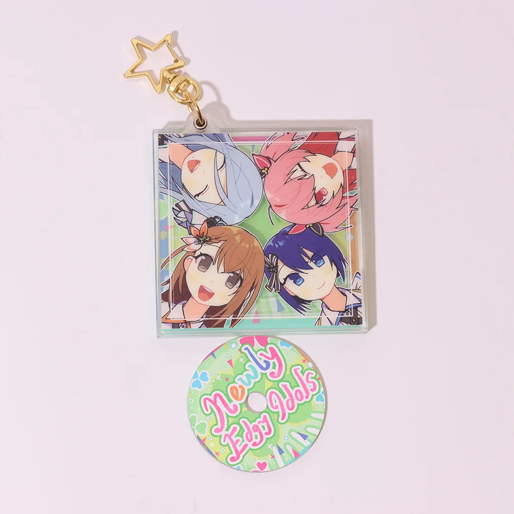 Daqido Custom Acrylic Cd Keychain Glitter Epoxy Cd Charm Holo Pendant