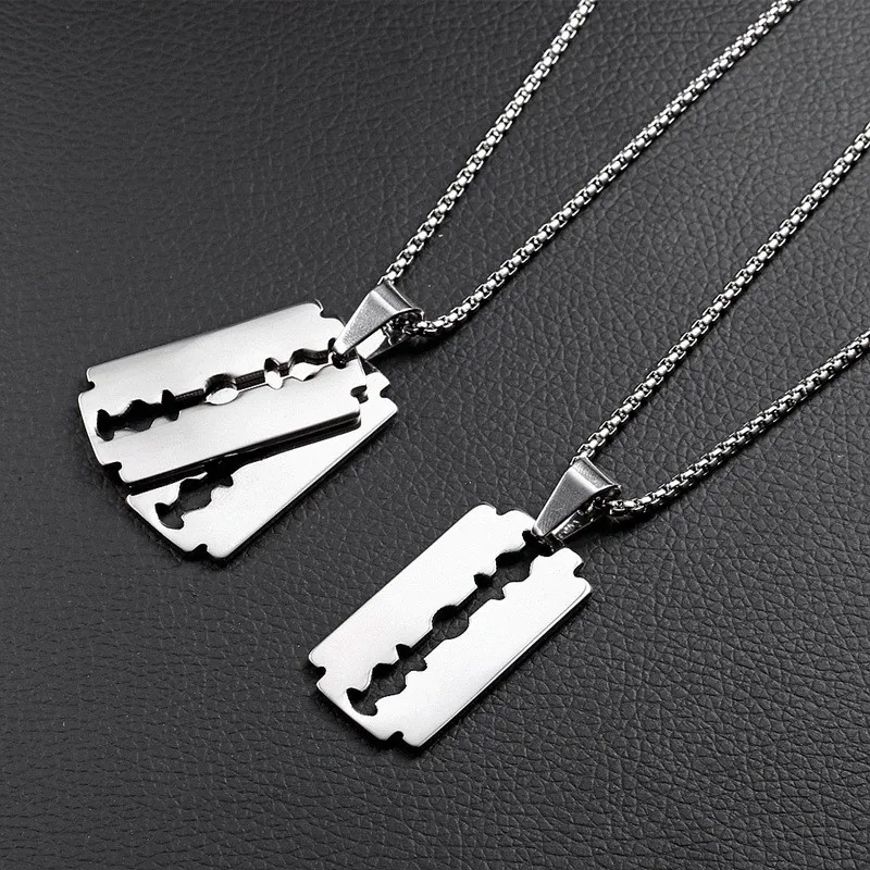 Wholesale Fashion Blade Necklace Meaning Jewelry Silver/18k Gold/Black High Quality for Men