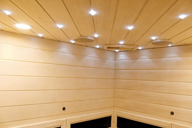 2 People Hemlock Corner Sauna Box Infrared Carbon Heater Wooden Sauna