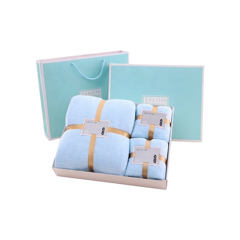 Factory direct wholesale soft coral velvet towels bath towel 3-piece set of wedding souvenirs