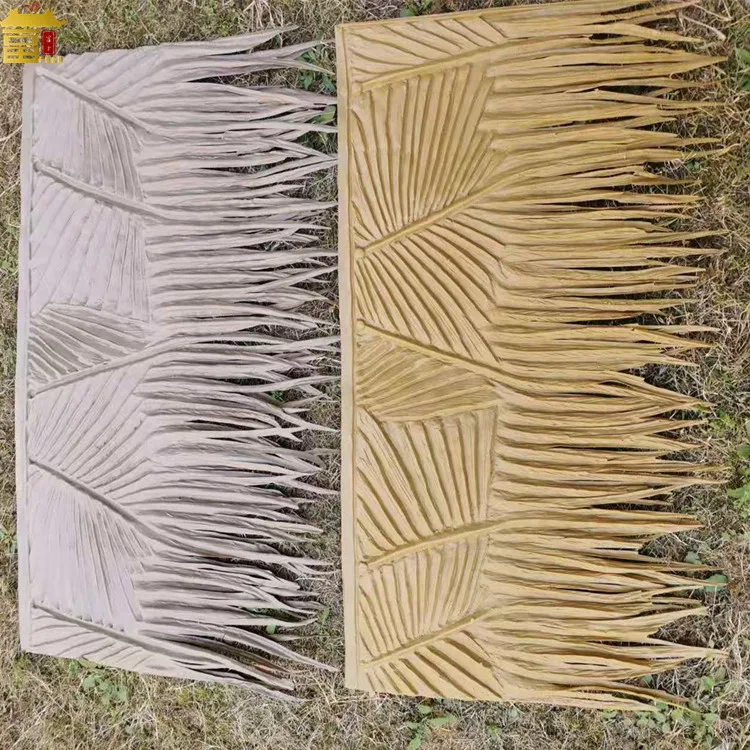 PE Resin Plastic Palm Leave Artificial Fireproof Thatch Roof Sheet 1000*600mm